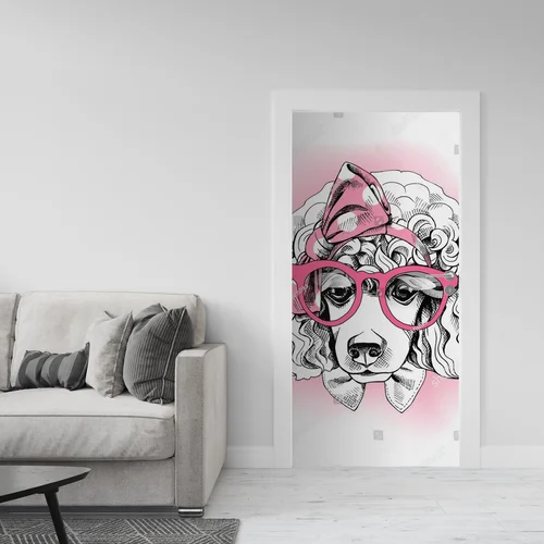 Uroczy portret poodle w różowej opasce