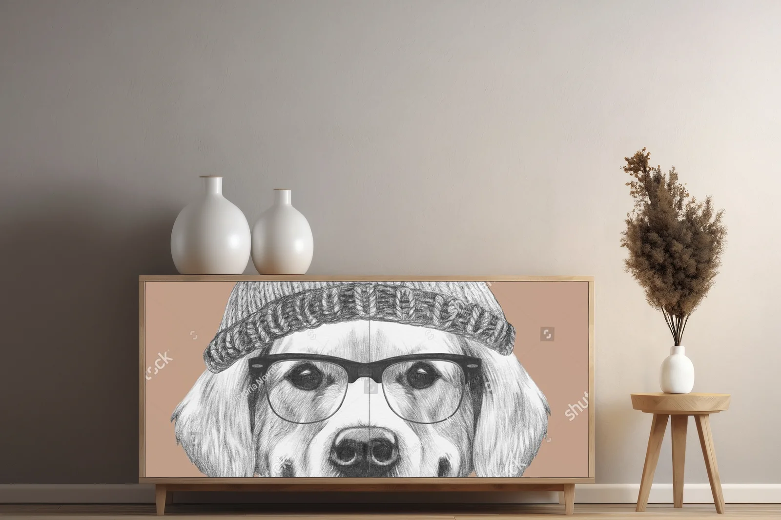 Hipsterski portret złotego retrievera w modnym stylu