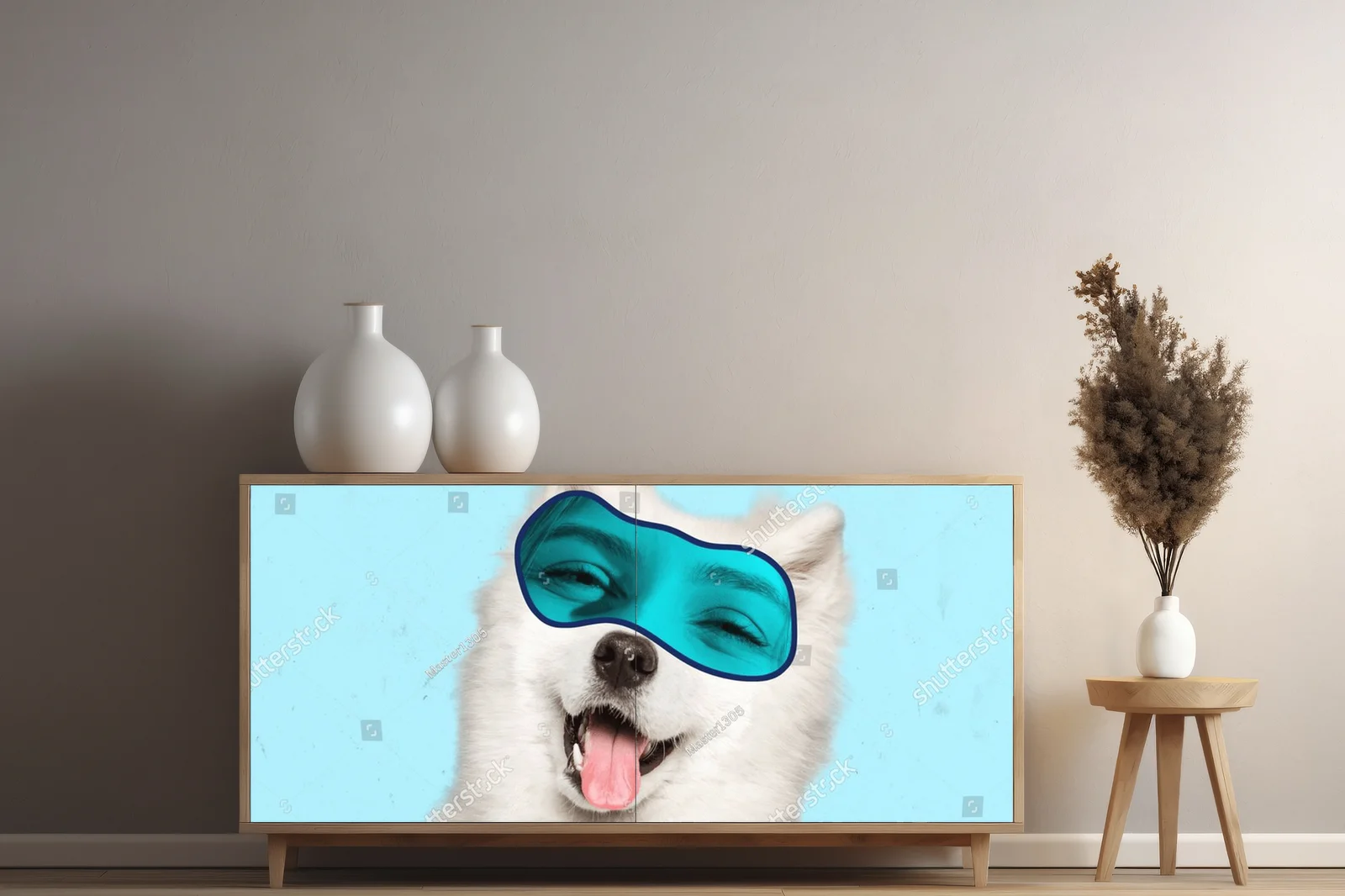 Urokliwy husky w surrealistycznym stylu