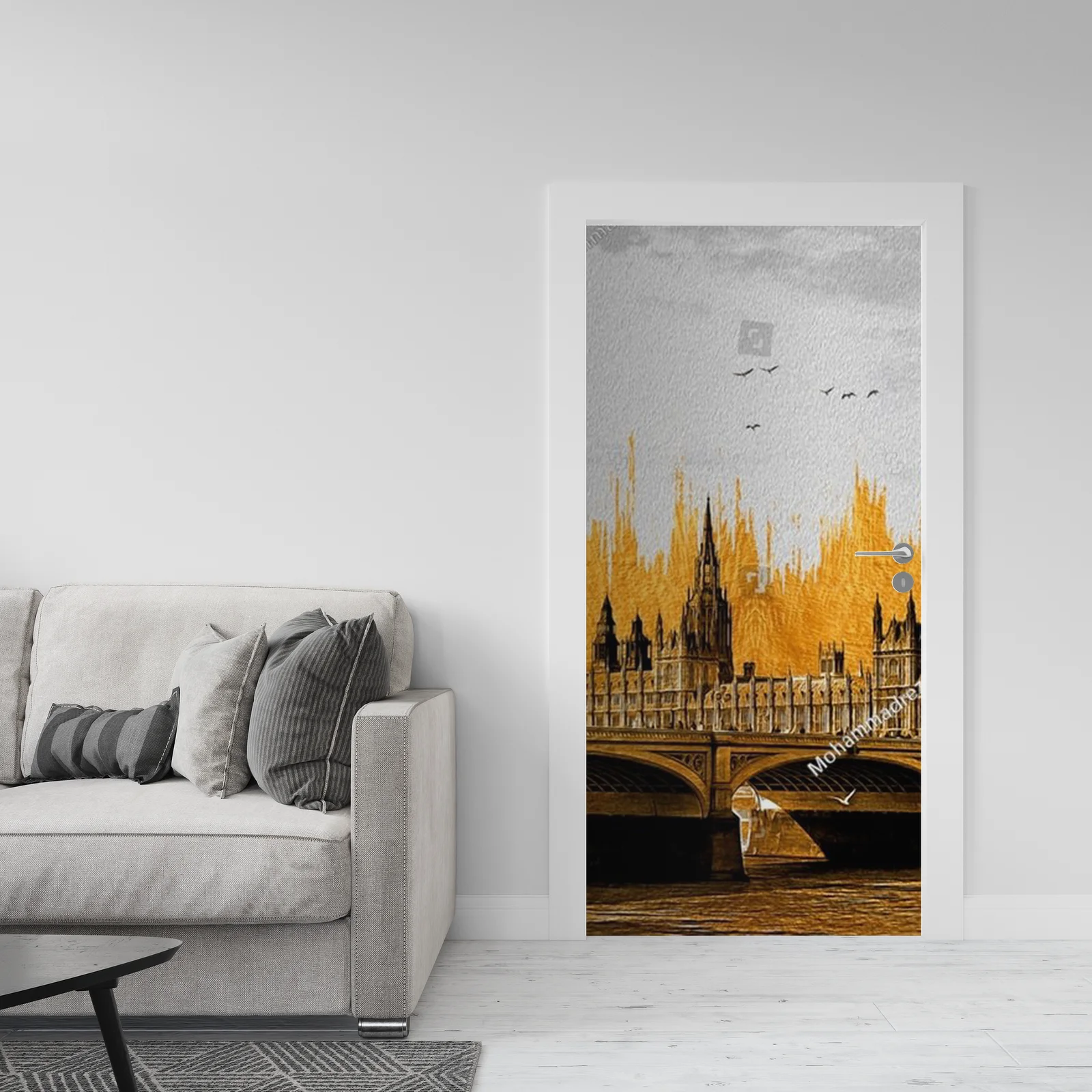 Złota panorama Londynu z Big Benem