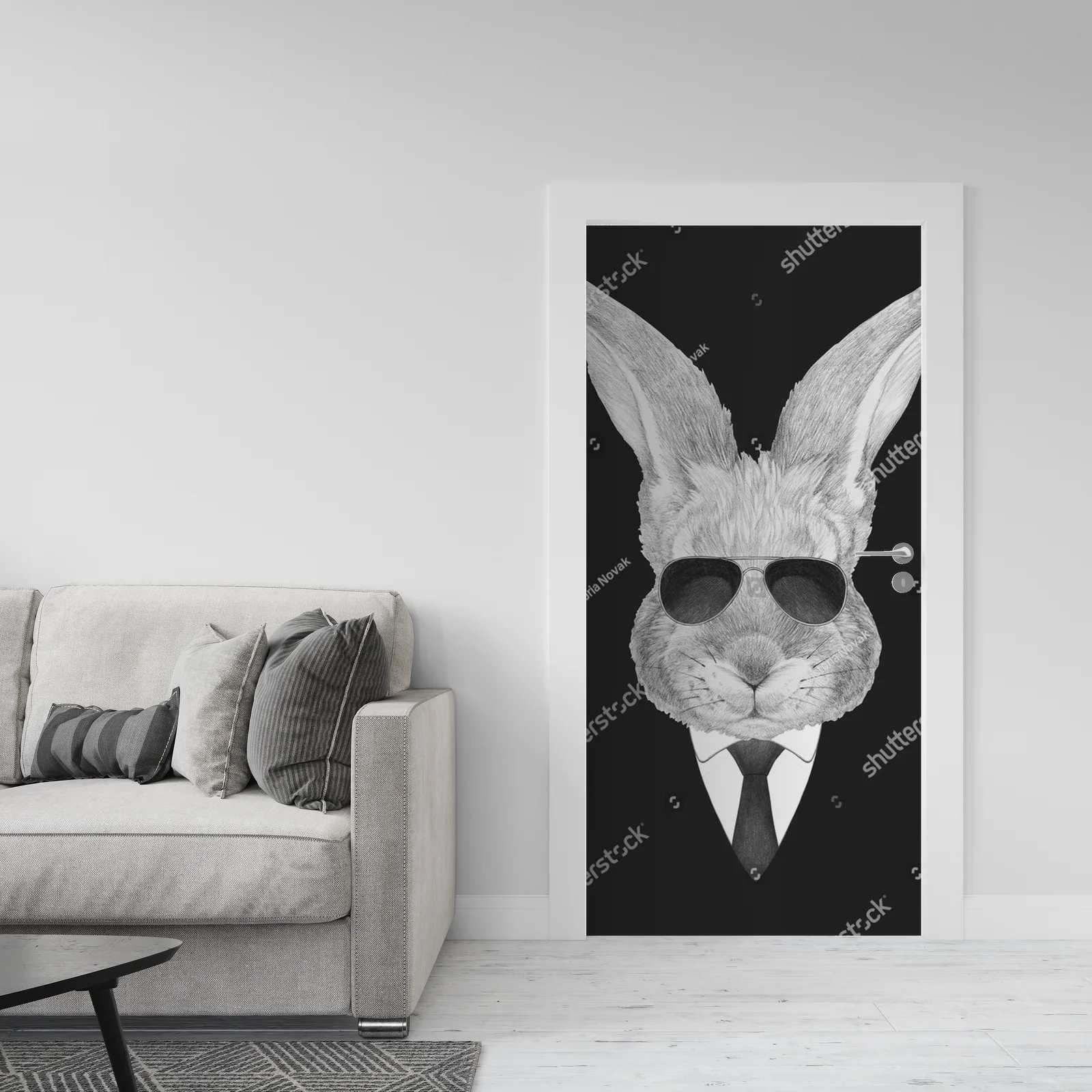 Elegancka ilustracja królika w garniturze