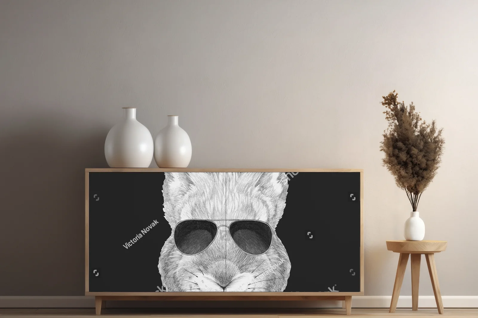 Elegancka ilustracja królika w garniturze